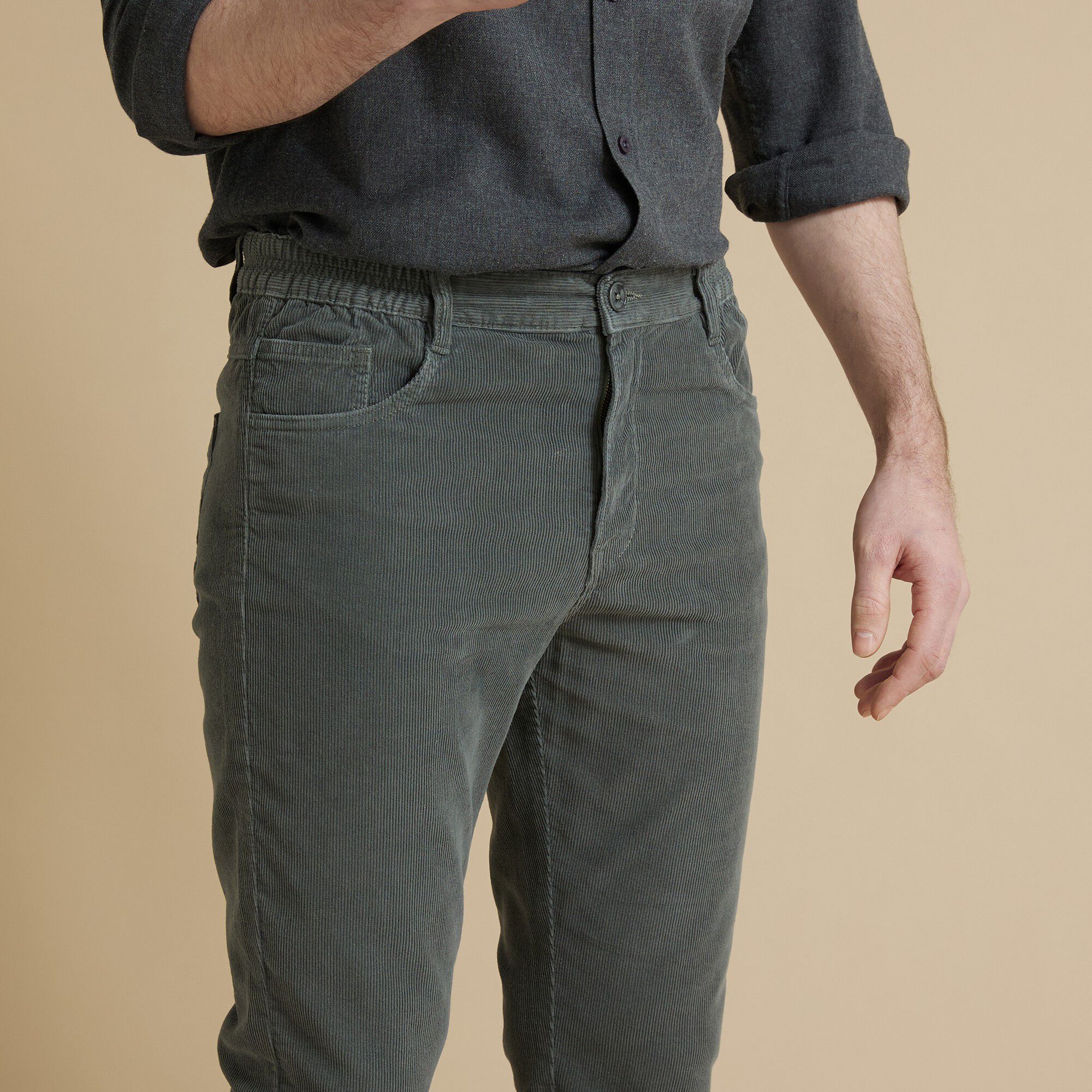 Pantalon droit 5 poches velours milleraies