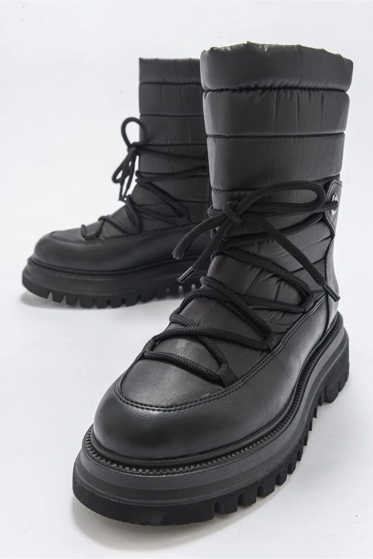 LuviShoes  Weld Black Skin Damen-Schneestiefel