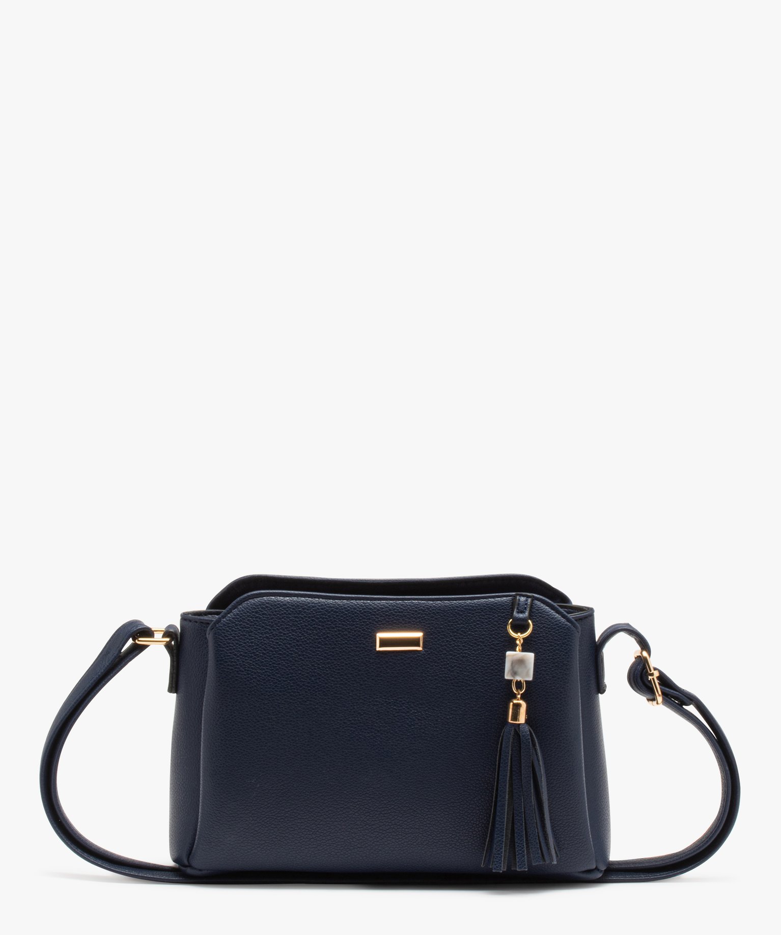 Sac besace compact et multipoche avec breloque femme bleu | GEMO