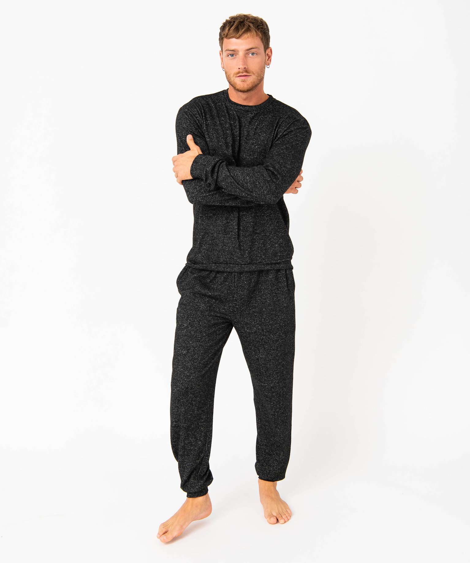 Pyjama en maille douillette homme gris | GEMO