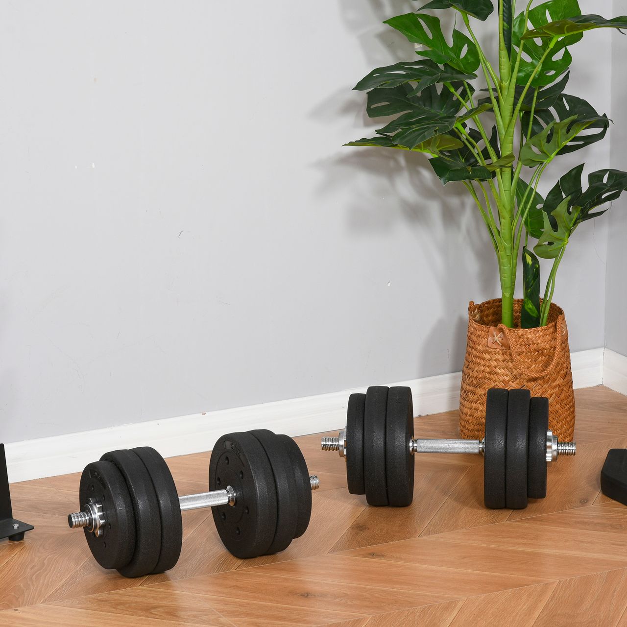 HOMCOM Kurzhantel Set 30KG Hantelset mit Hantelscheiben für Zuhause Schwarz Krafttraining