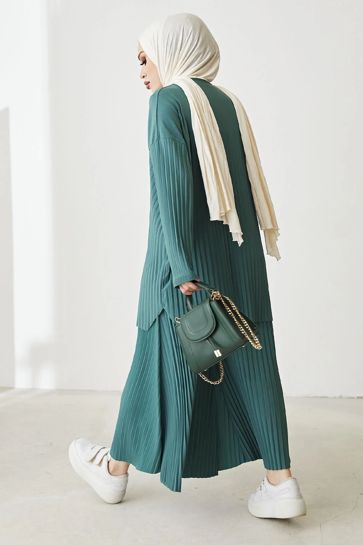 InStyle  Mila Faltenhosen-Tunika-Doppelset – Petrolgrün