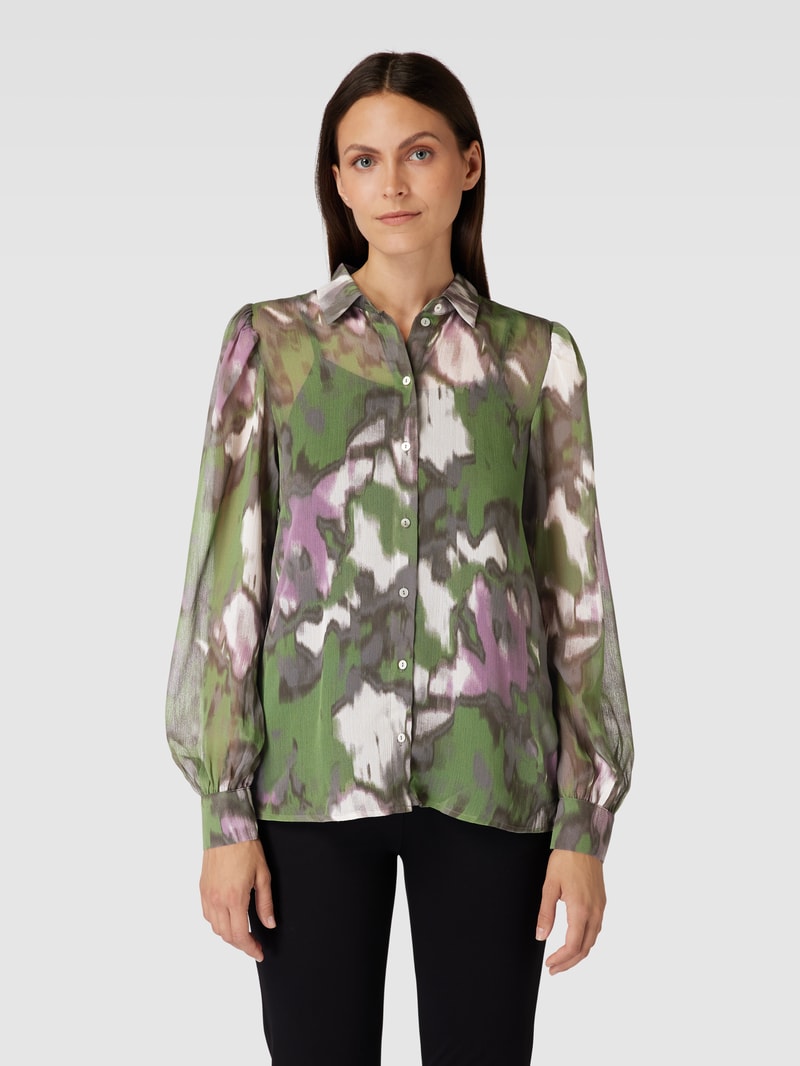 Bluse mit Allover-Muster in grasgrün