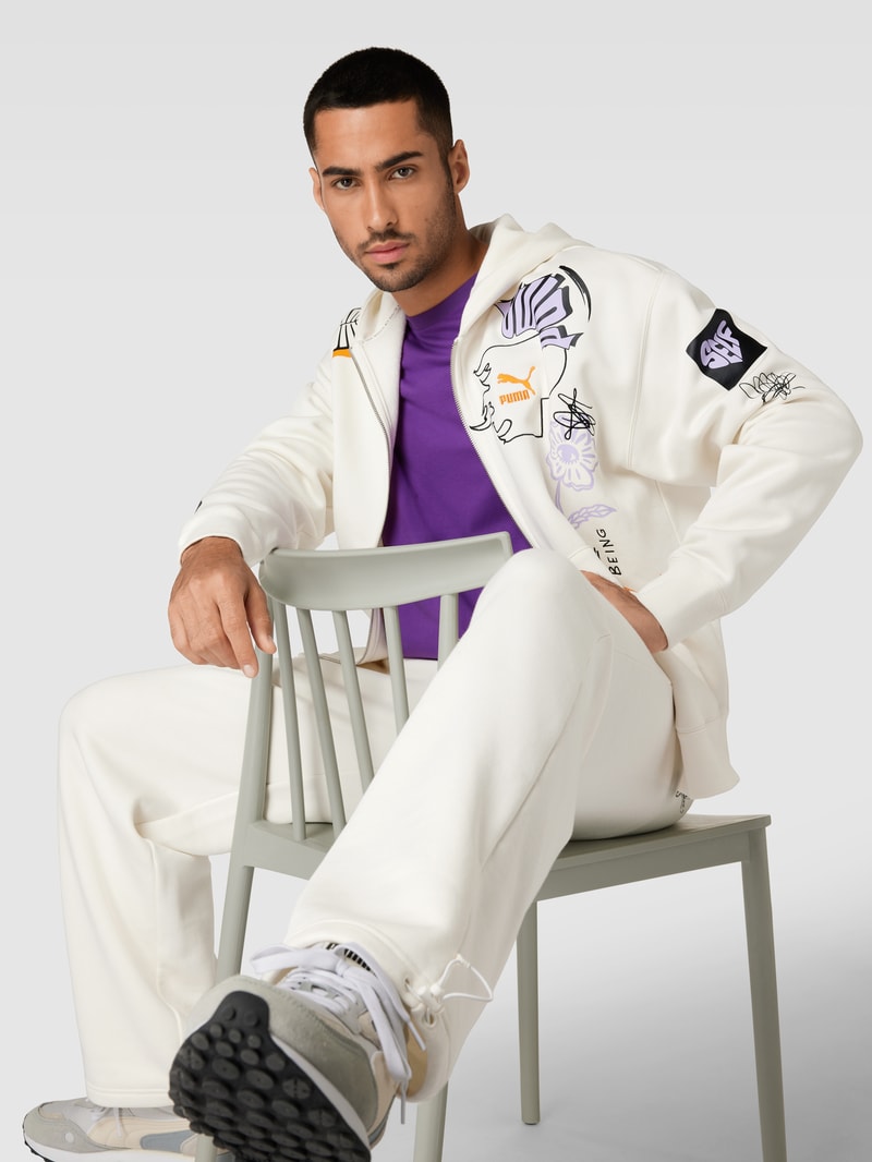 Sweatjacke mit Label-Print - PUMA X P&C* in offwhite