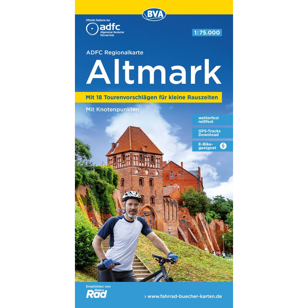 ADFC REGIONALKARTE ALTMARK MIT TOURENVORSCHLÄGEN, 1:75.000 - Fahrradkarte