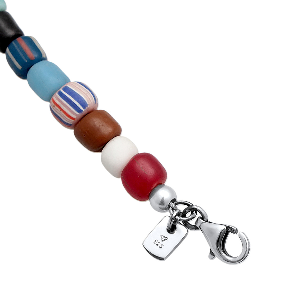 KUZZOI KUZZOI Collier Hommes Perles de verre multicolore tendance avec perles d'eau douc collier