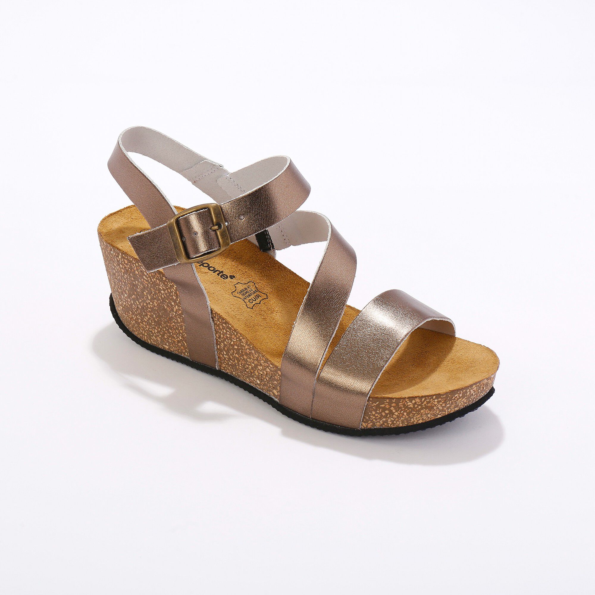 Sandales compensées cuir semelle liège