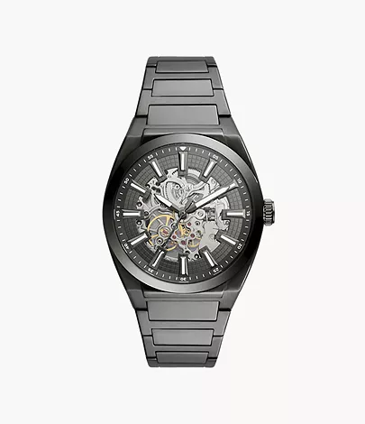 Fossil Uhr Everett Automatikwerk Edelstahl rauchgrau