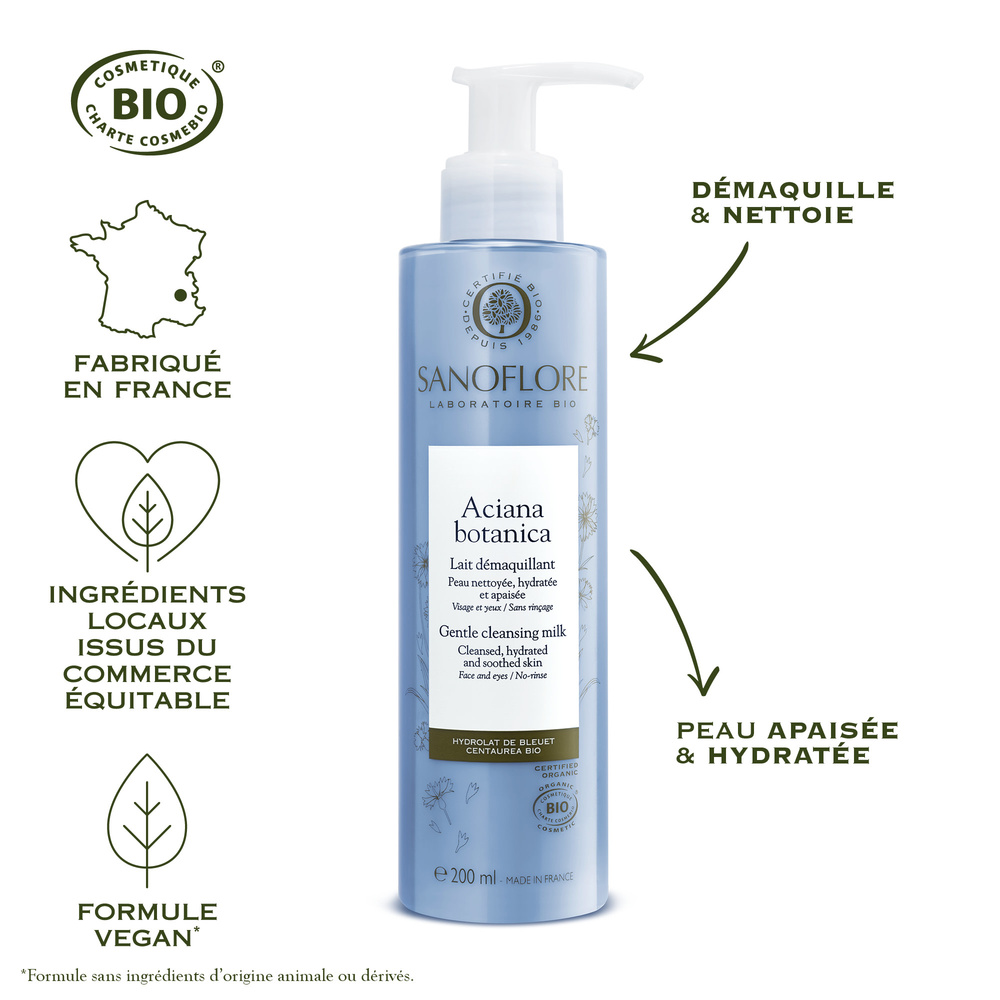 Sanoflore Aciana botanica Lait démaquillant visage et yeux