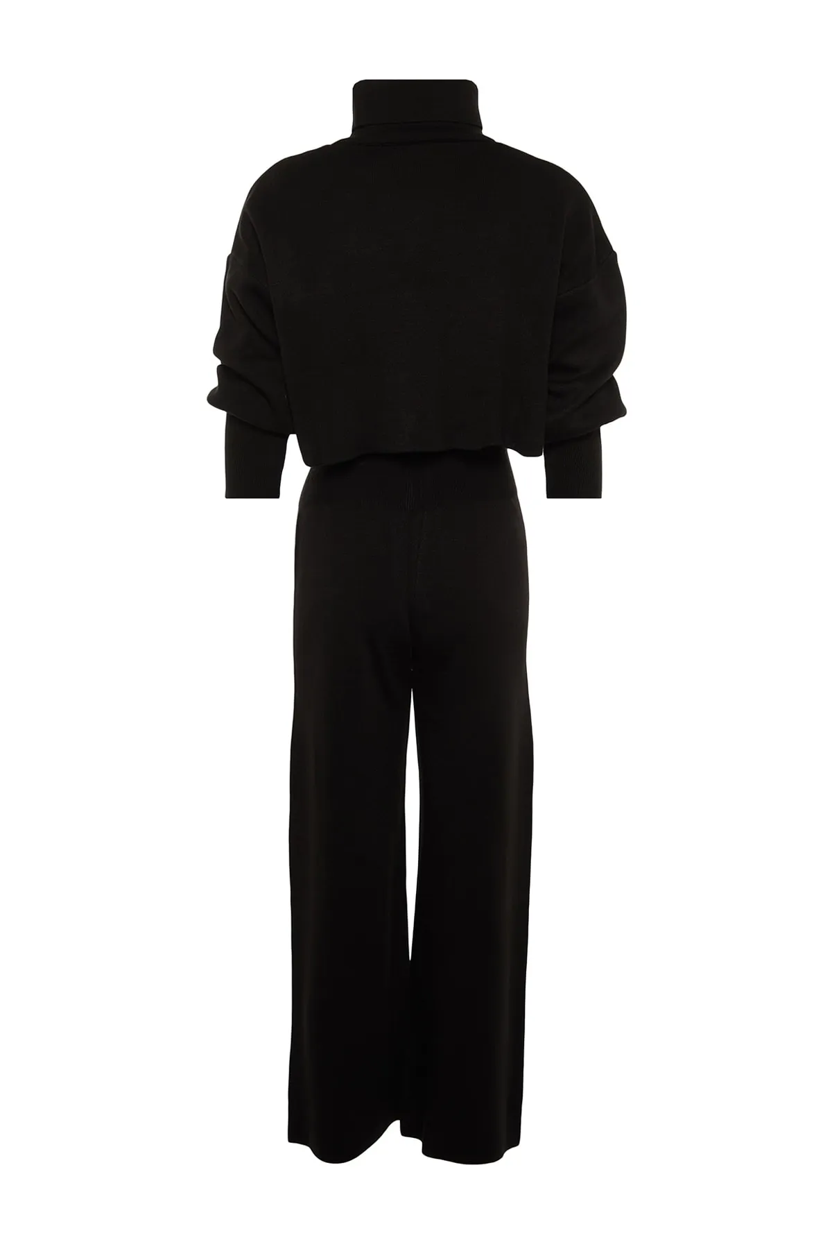 Trendyol Collection  Schwarzes Rollkragen-Set aus kurzem Strickoberteil und -unterteil TWOAW23AU00067
