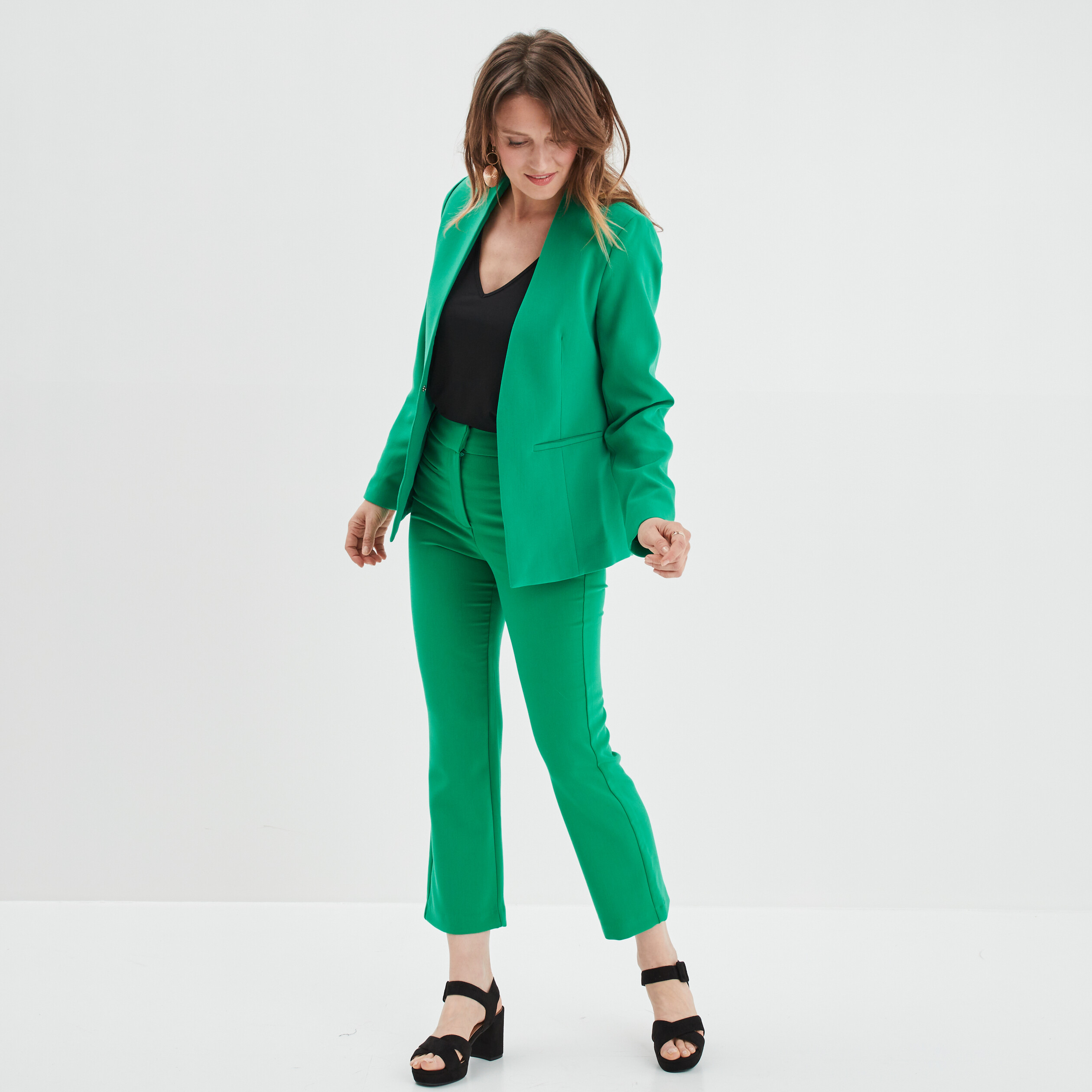 Pantalon flare 2 poches avant vert émeraude femme | La Halle