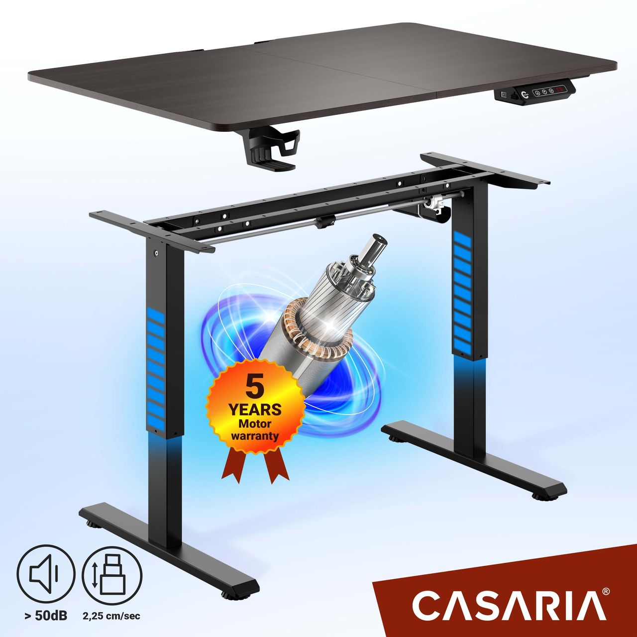 Casaria Höhenverstellbarer Schreibtisch Braun 110x60x73-118cm
