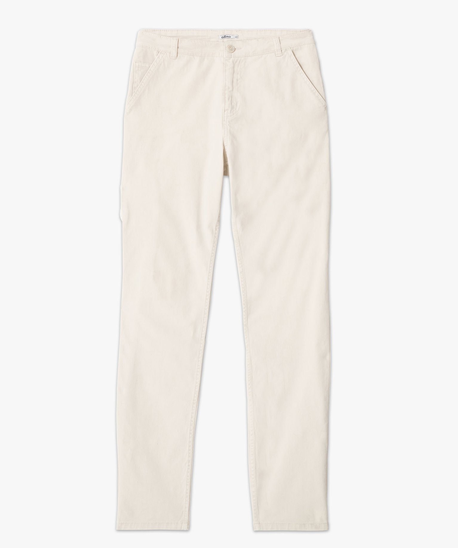 Pantalon 5 poches en coton stretch homme ecru | GEMO