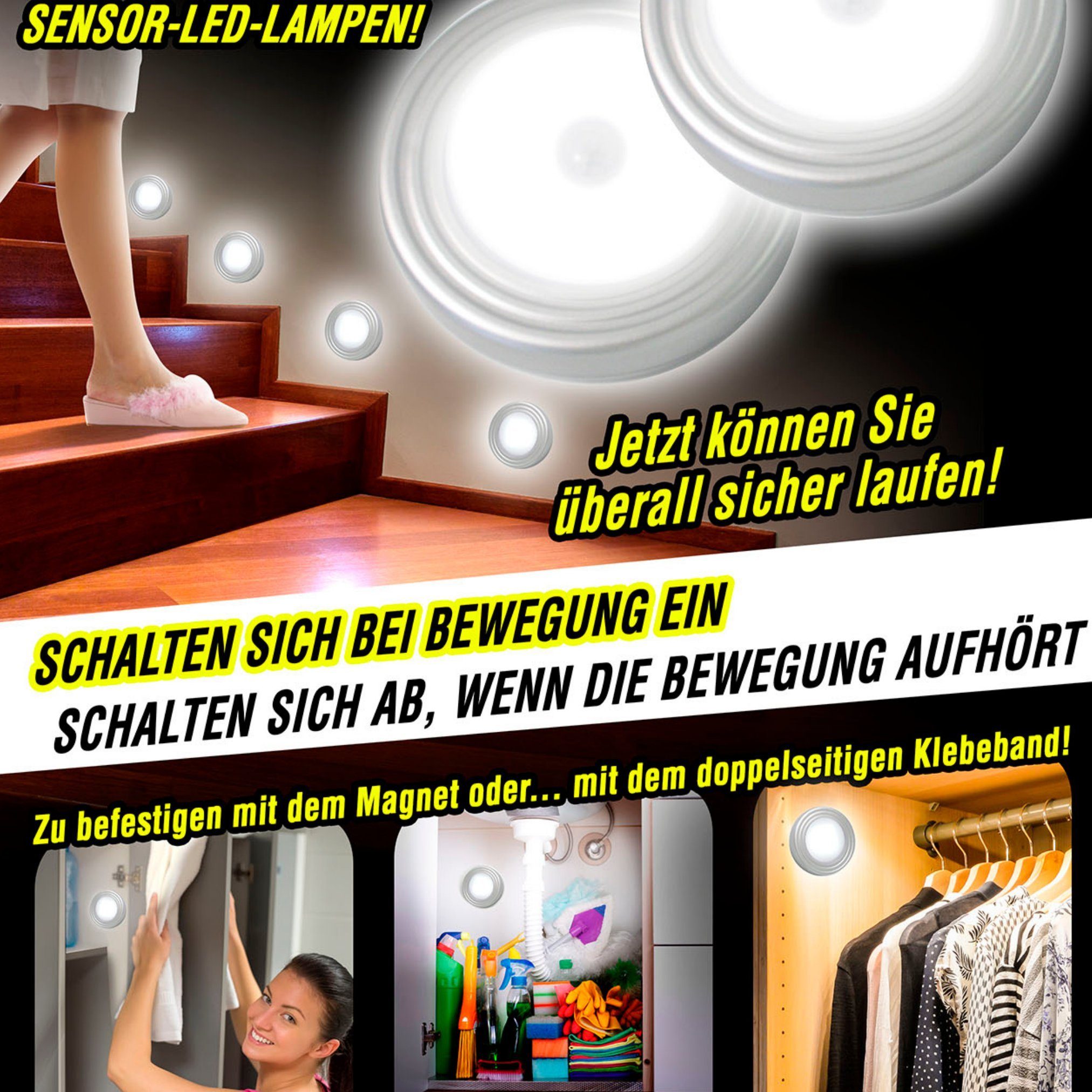 Starlyf LED Nachtlicht Light & Movement Sensor Lights, Bewegungsmelder, LED fest integriert, Warmweiß, Nachtlicht mit Bewegungsmelder, automatische Abschaltung