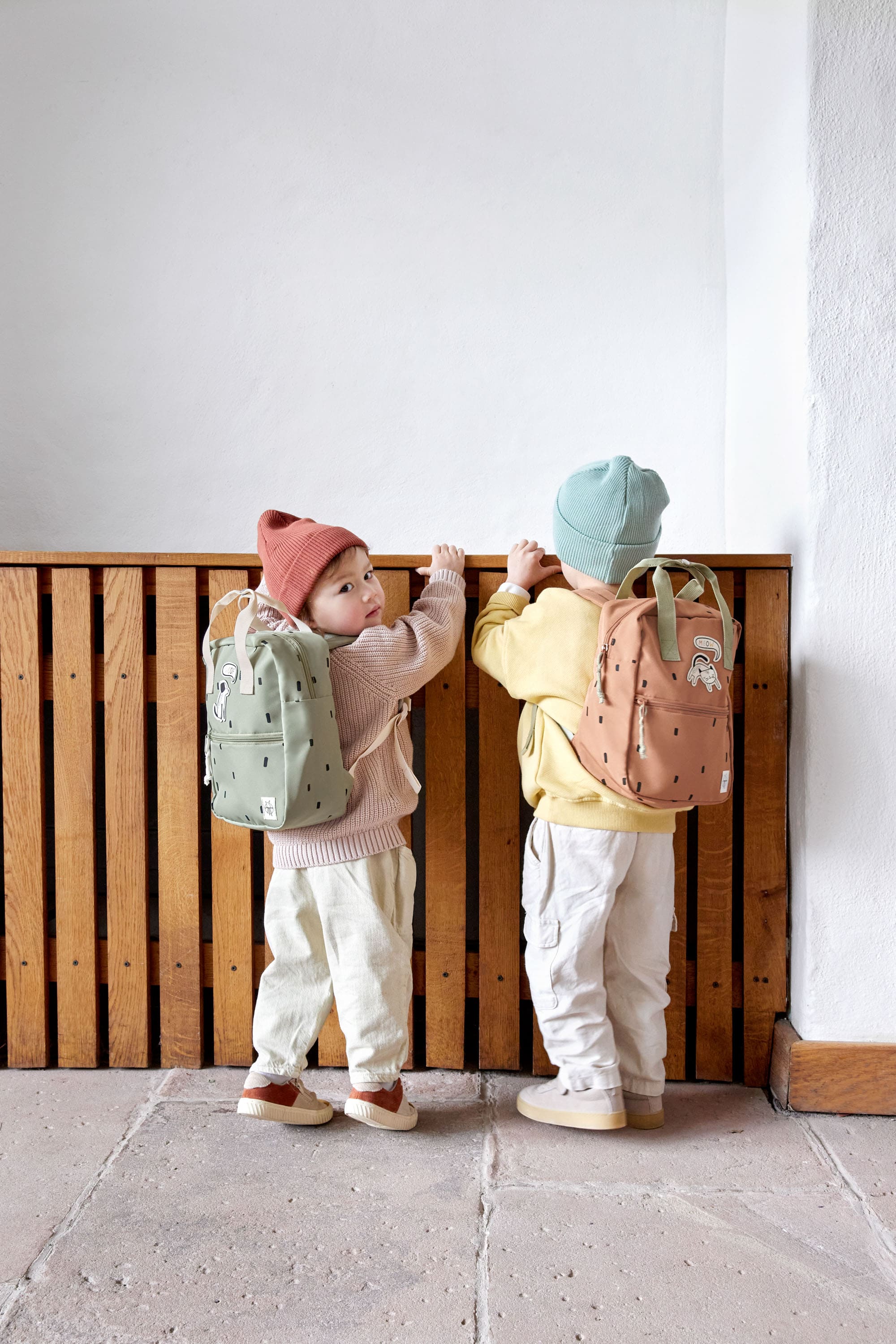 Kindergartenrucksack Square - Happy Prints, Oliv