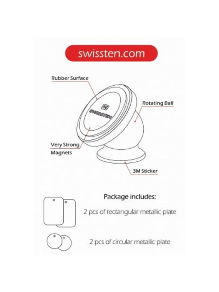 Swissten Magnet Auto-Halterung 360 Rotation für Ihr Auto in schwarz günstig kaufen 20 cm