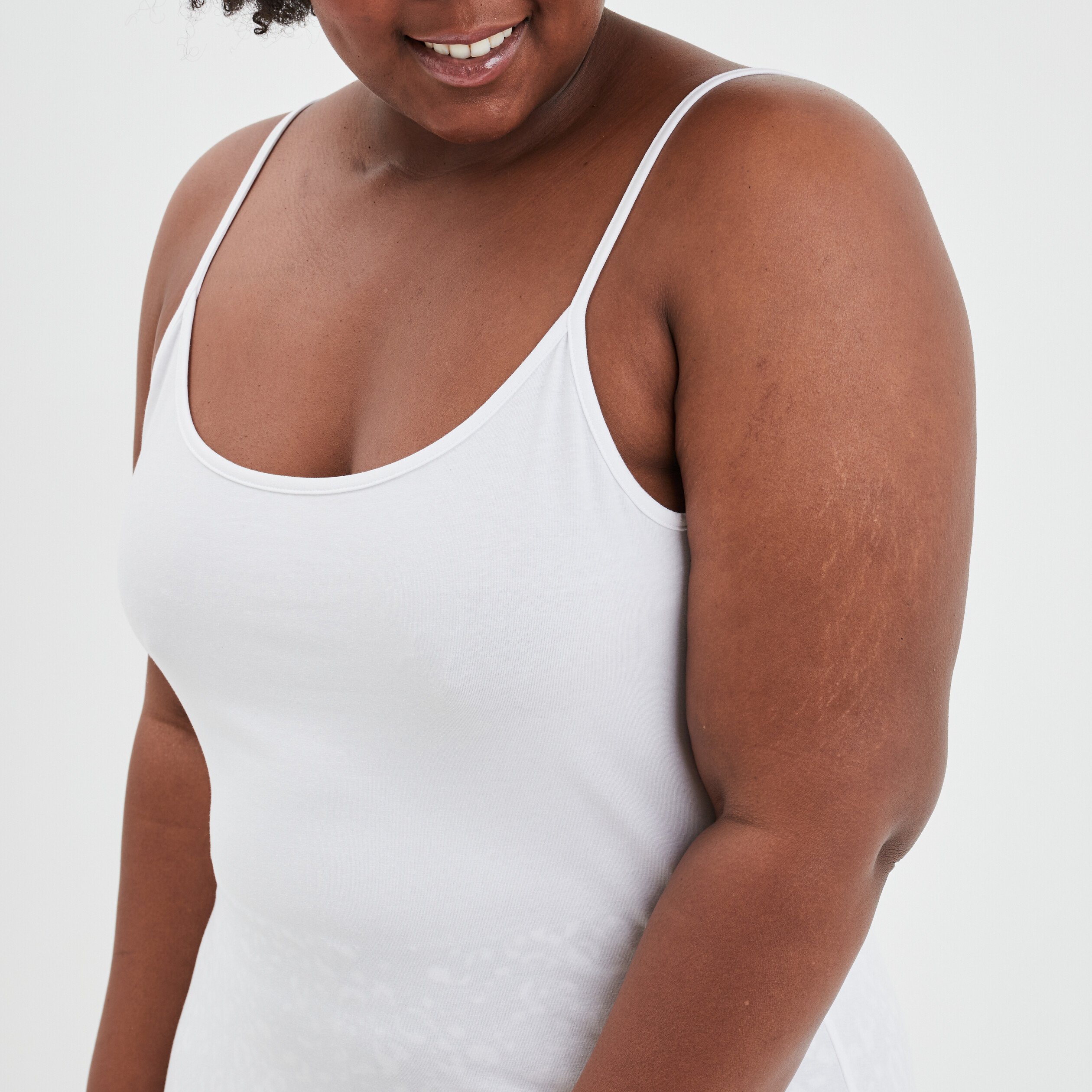 Débardeur col rond bretelles fines blanc femme grande taille | La Halle