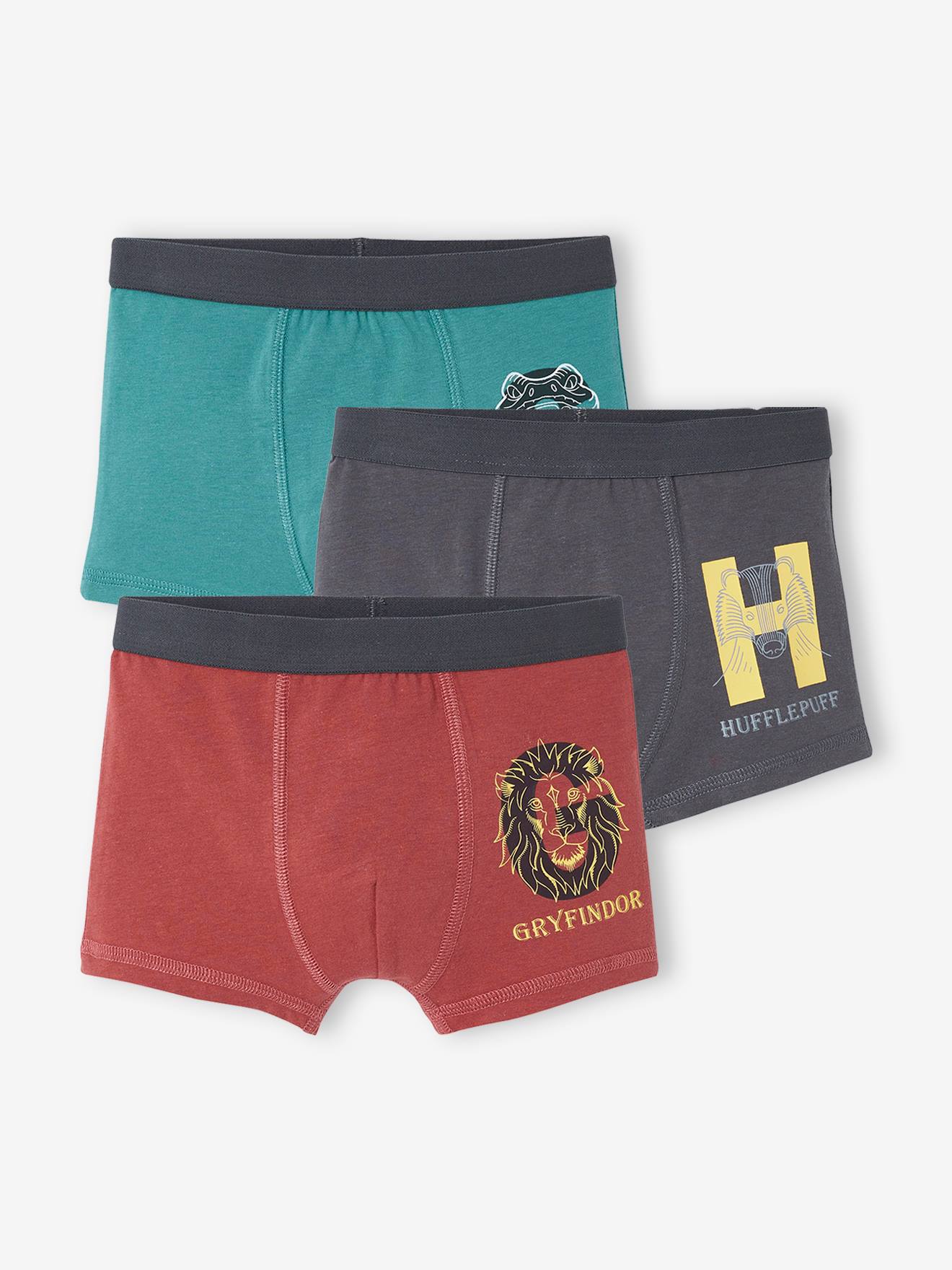 Harry Potter 3er-Pack Jungen Boxershorts HARRY POTTER Oeko-Tex - rot/grün/grau