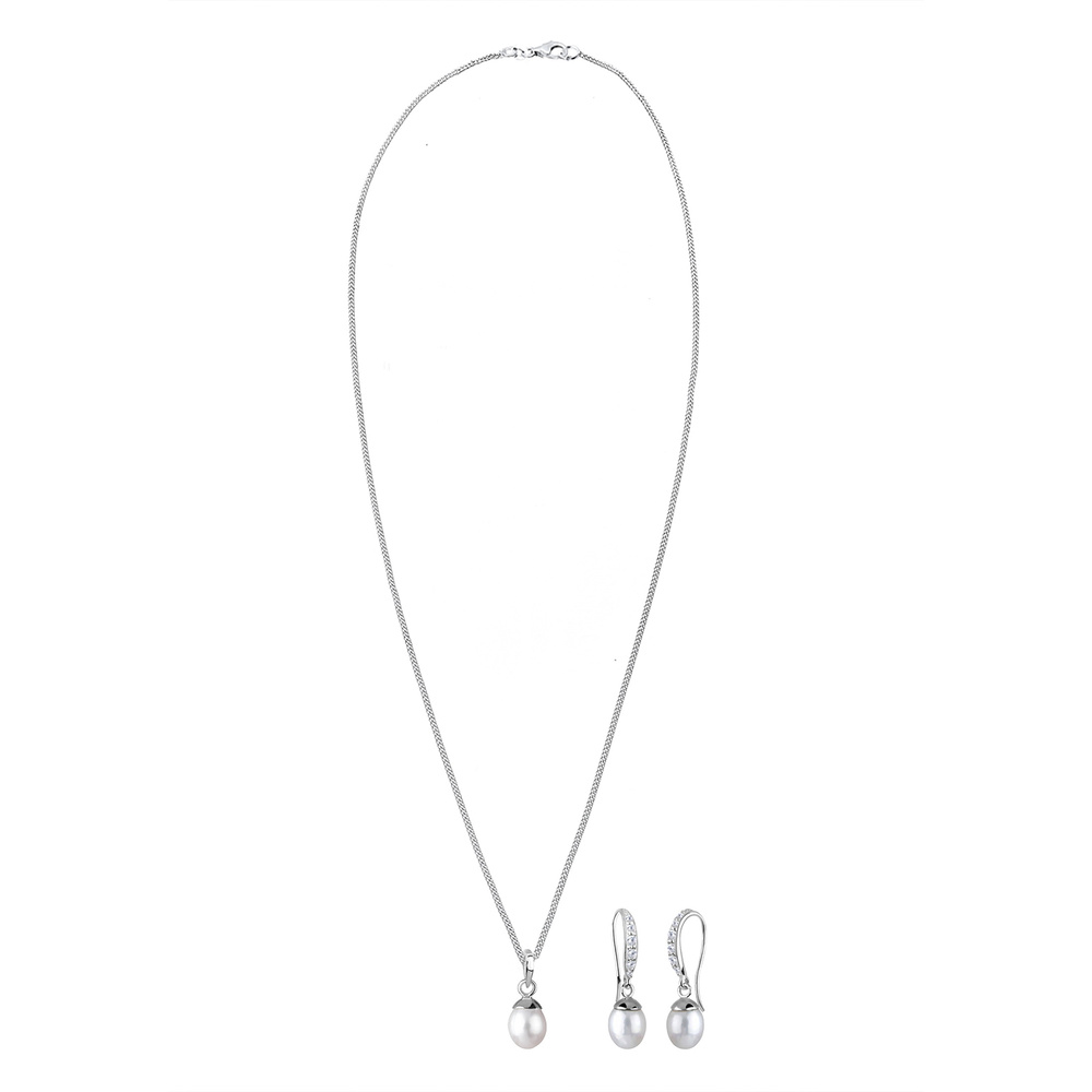 Elli Elli Ensemble de Bijoux Perle Zirkonia 925 Sterling Silber Bijoux