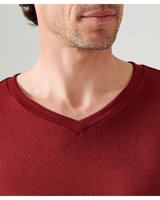 T-shirt col V fine côte Thermolactyl Sensitive, manches courtes