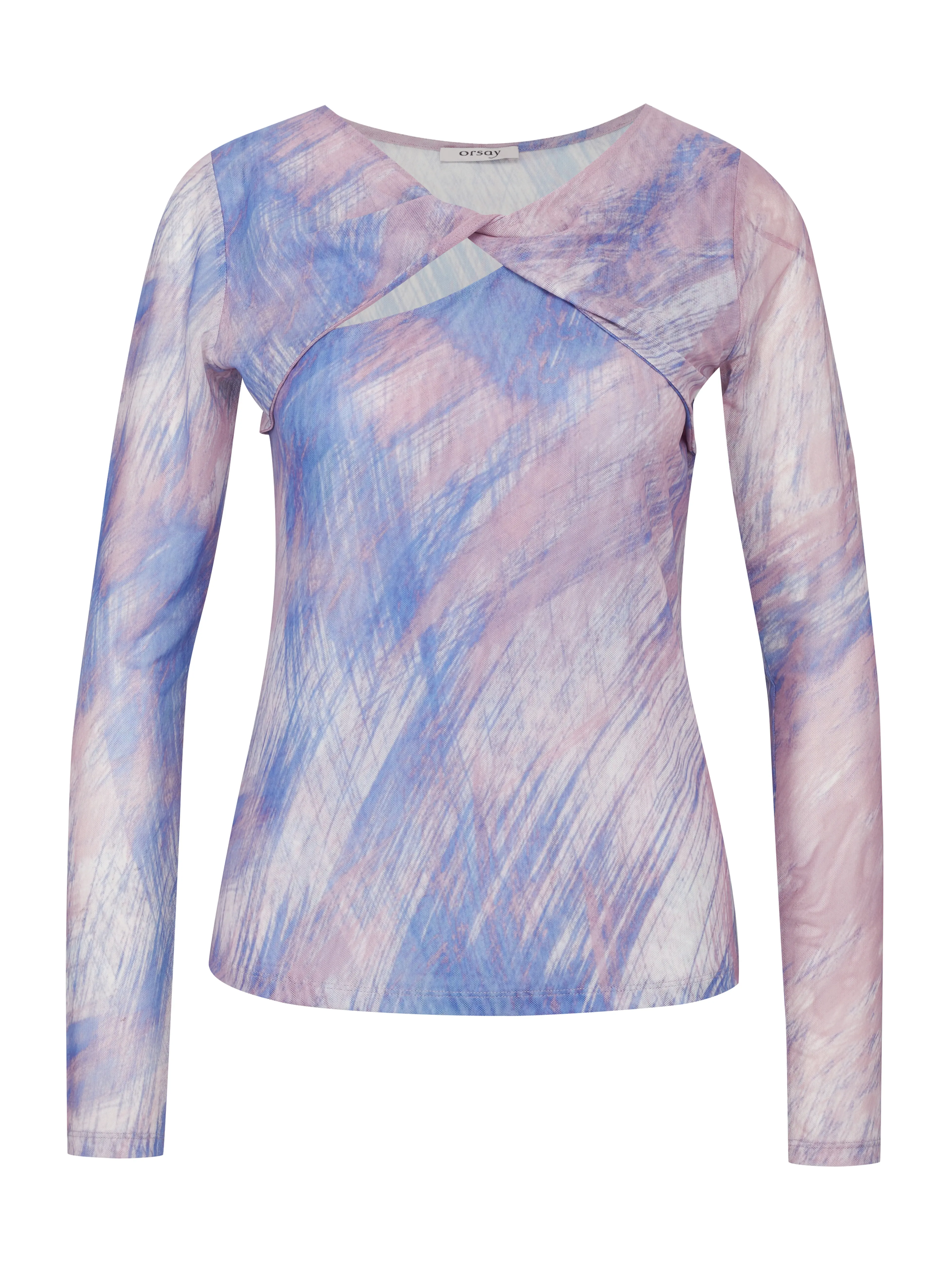 Hellrosa gemustertes Damen-T-Shirt mit langen Ärmeln ORSAY