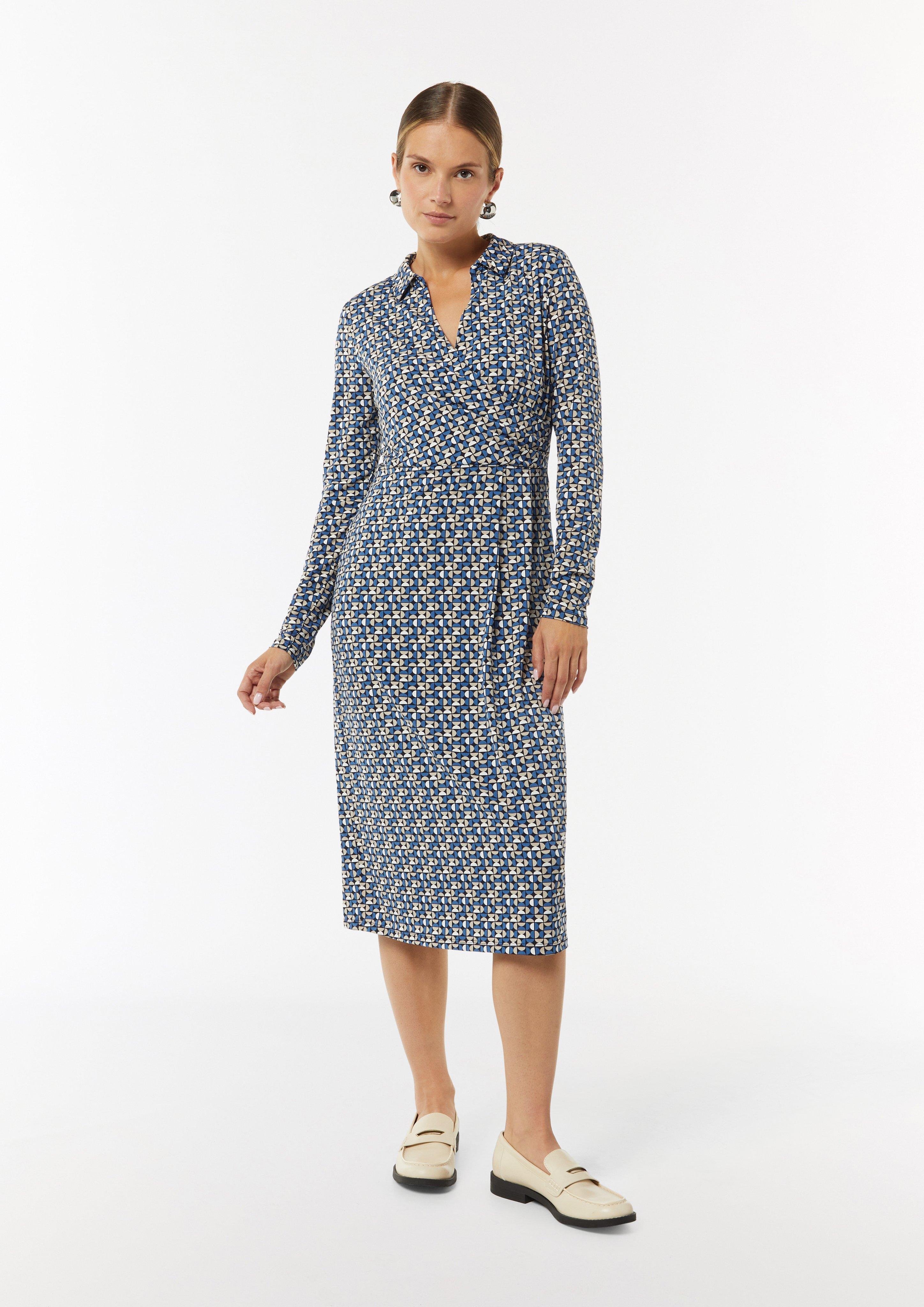 Midi Kleid in Wickeloptik - navy