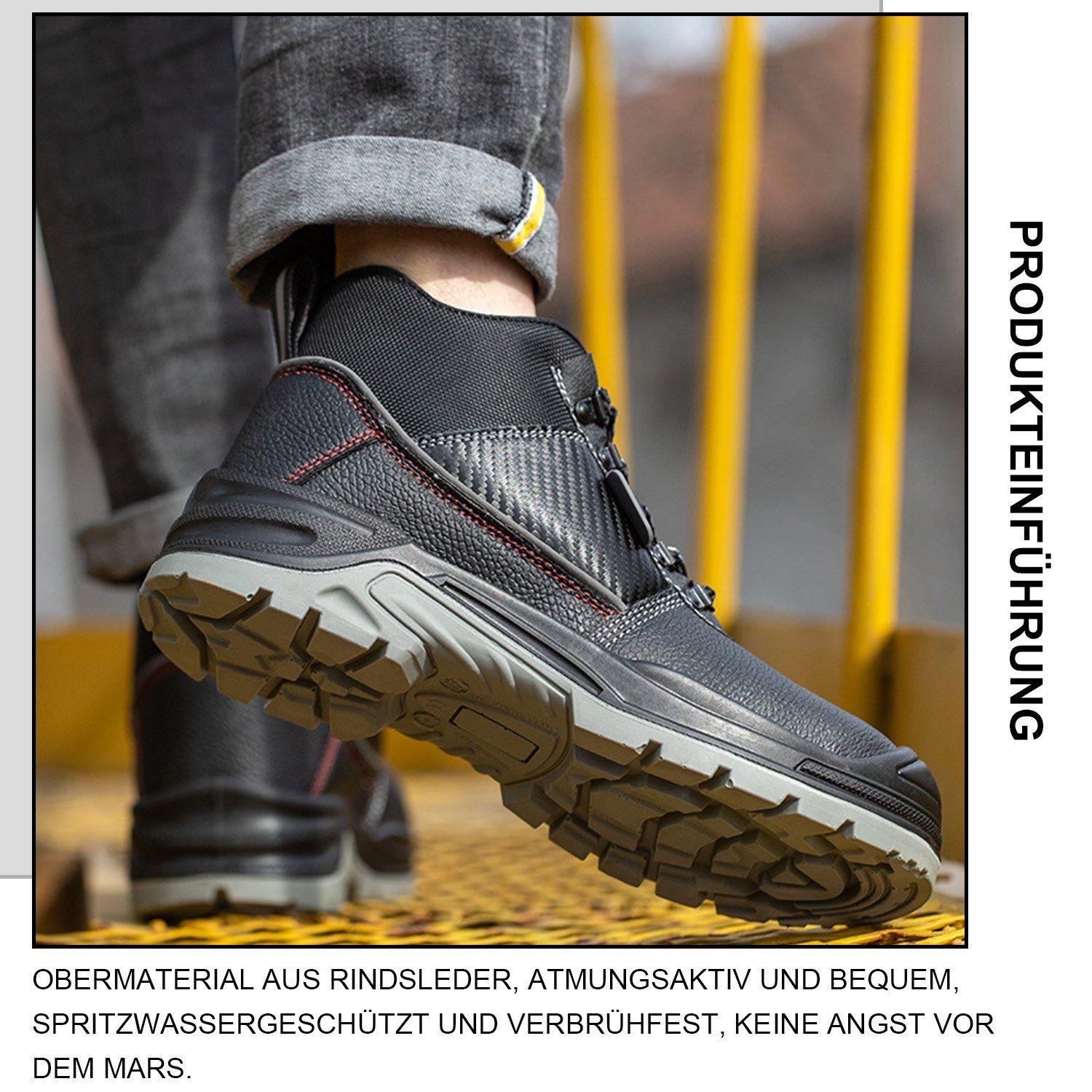 Daisred Herren Arbeitsschutzschuhe Sicherheitsschuhe Stahlkappe Arbeitsschuh