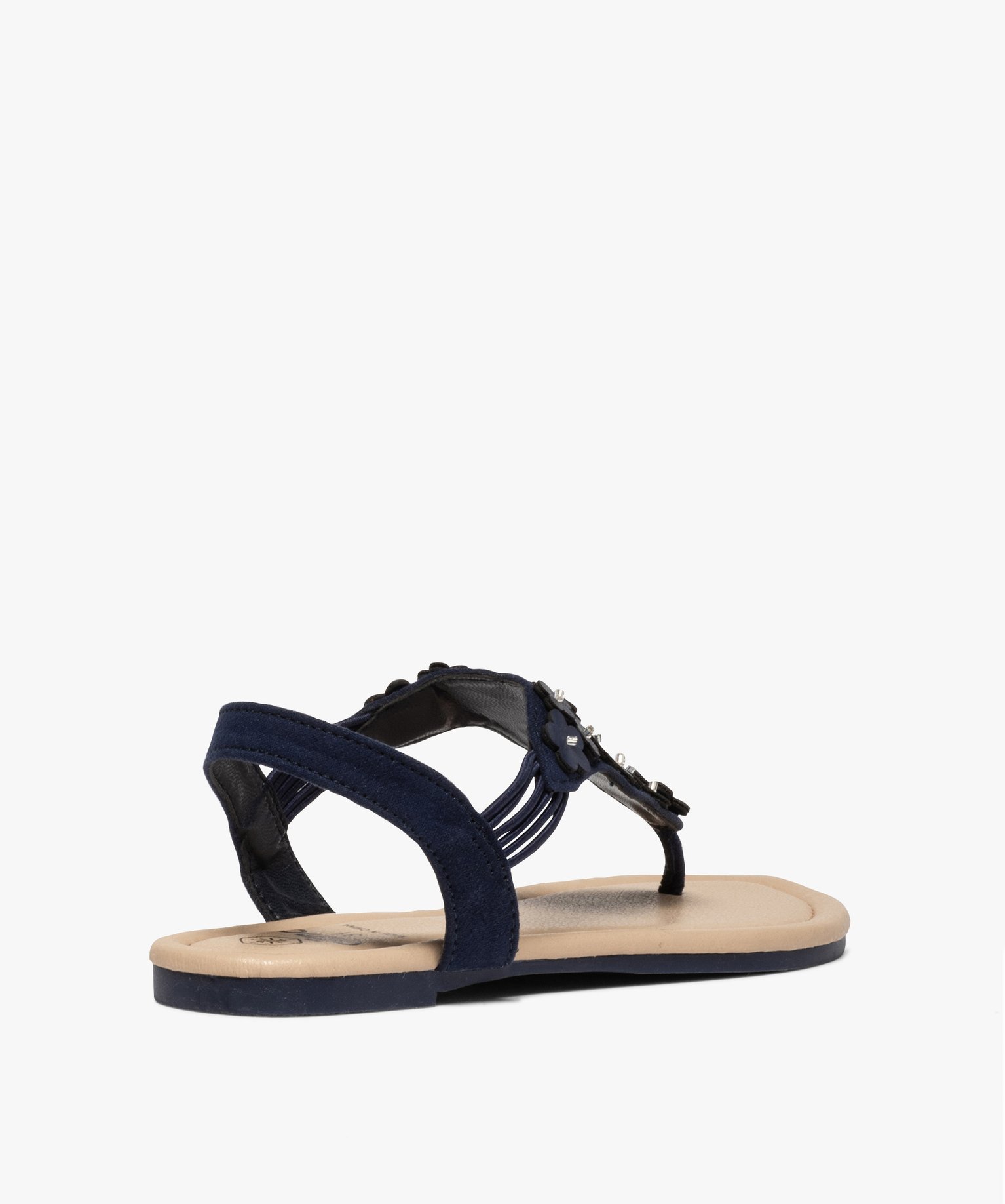 Sandales fille à entre-doigts fleuri et brides élastiques marine | GEMO