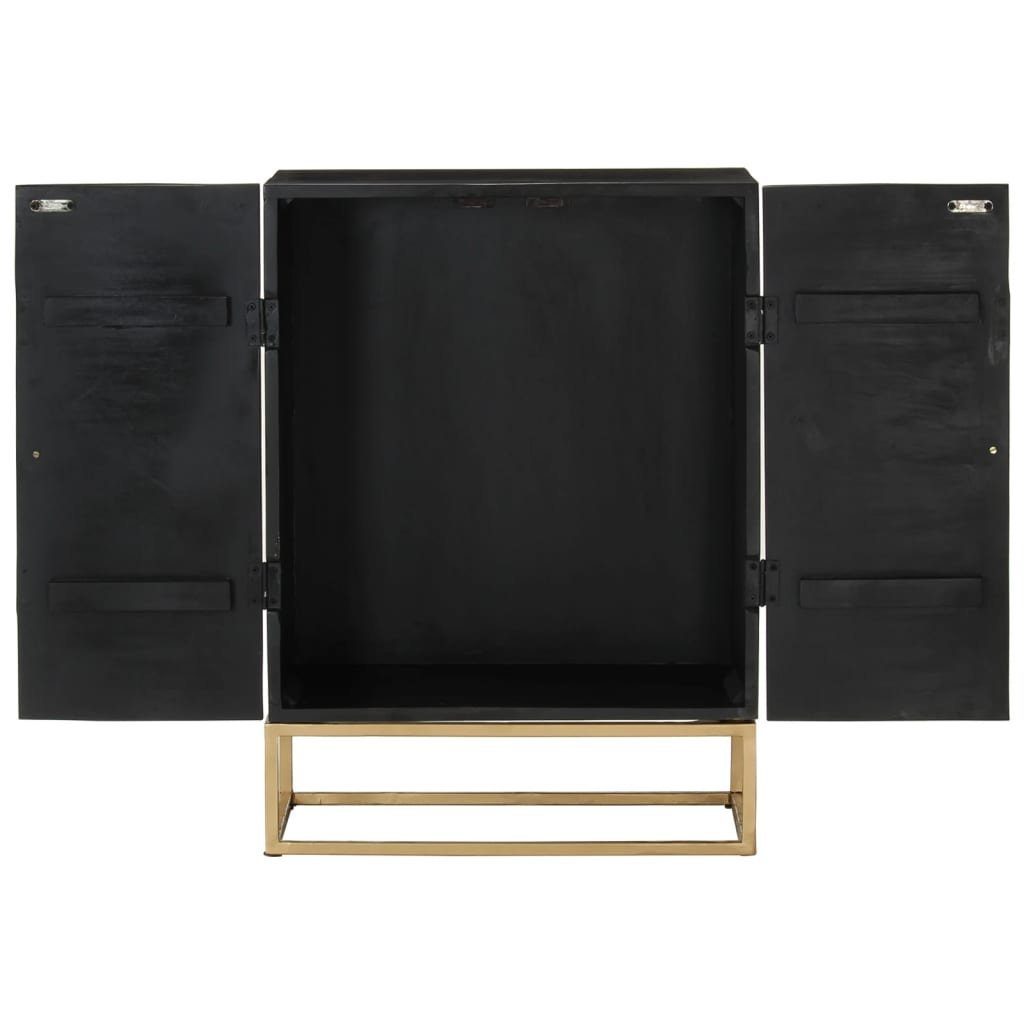 vidaXL Sideboard Sideboard Schwarz 55x34x75 cm Massivholz Mango und Eisen (1 St)