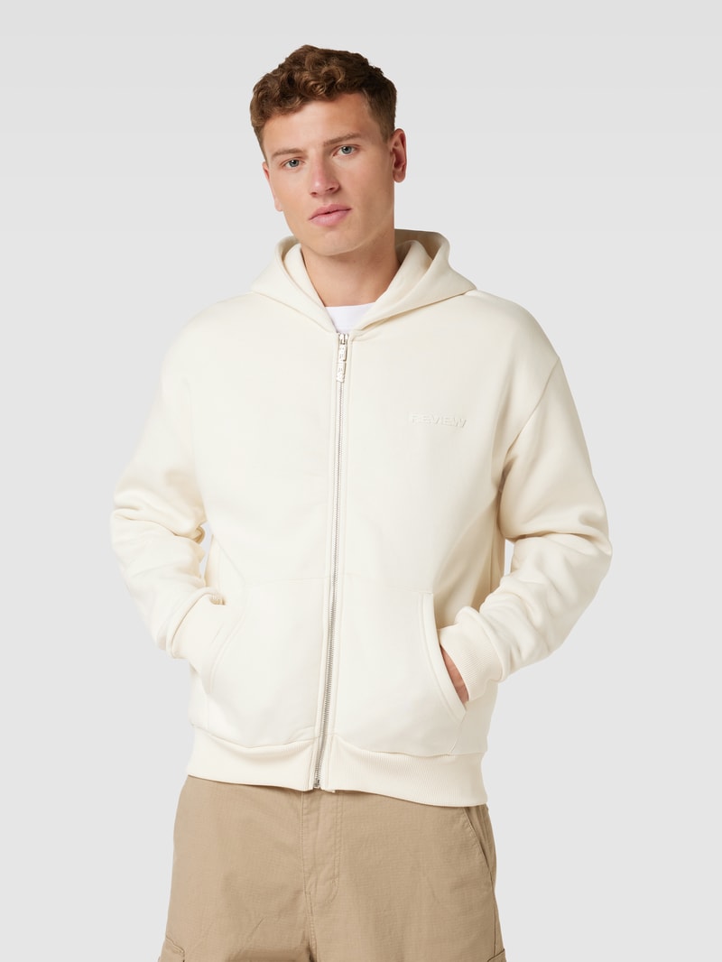Sweatjacke mit Kapuze in ecru