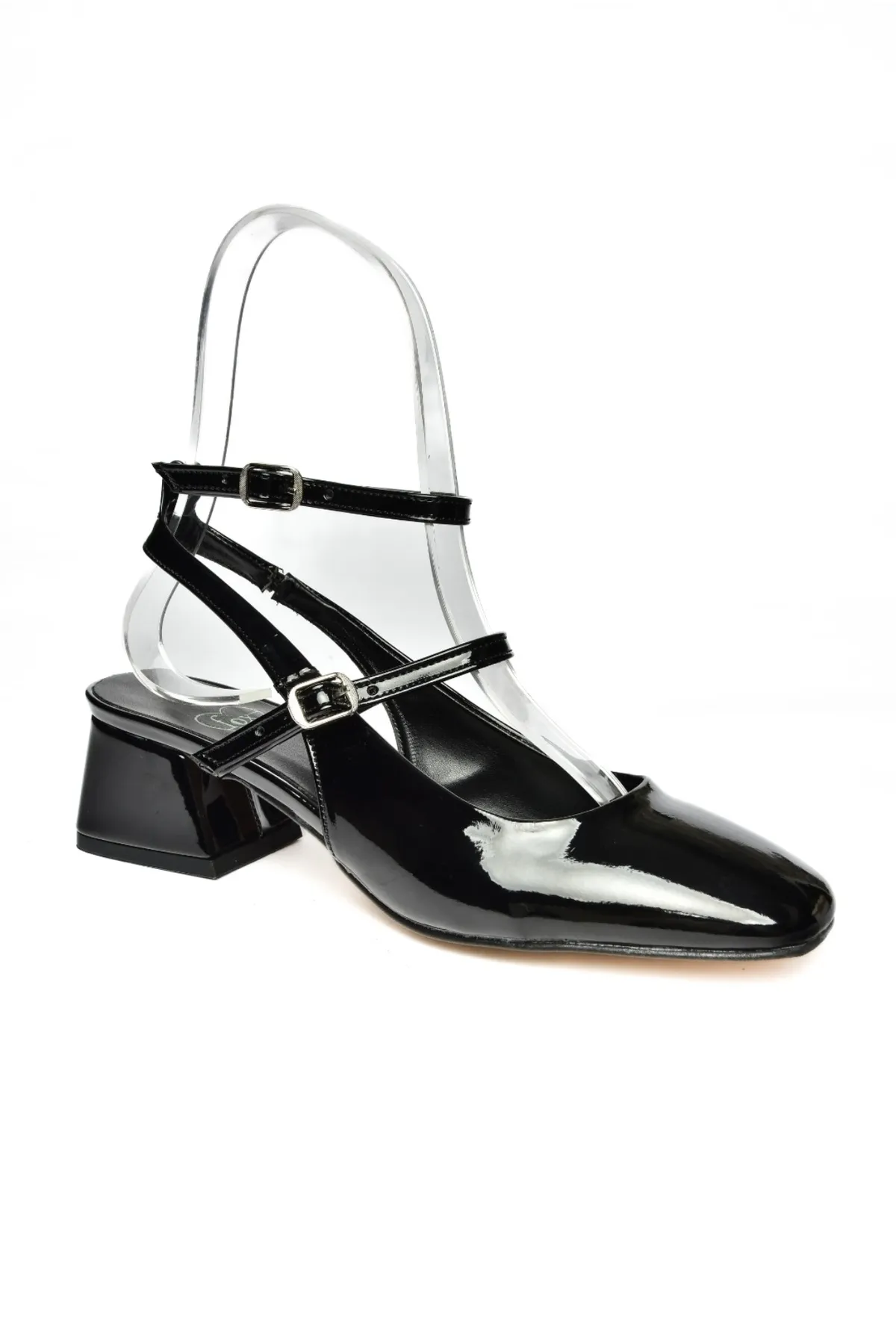 Fox Shoes  P654137008 Schwarze Mary Jane-Lackleder-Damenschuhe mit niedrigem Absatz Maryjane