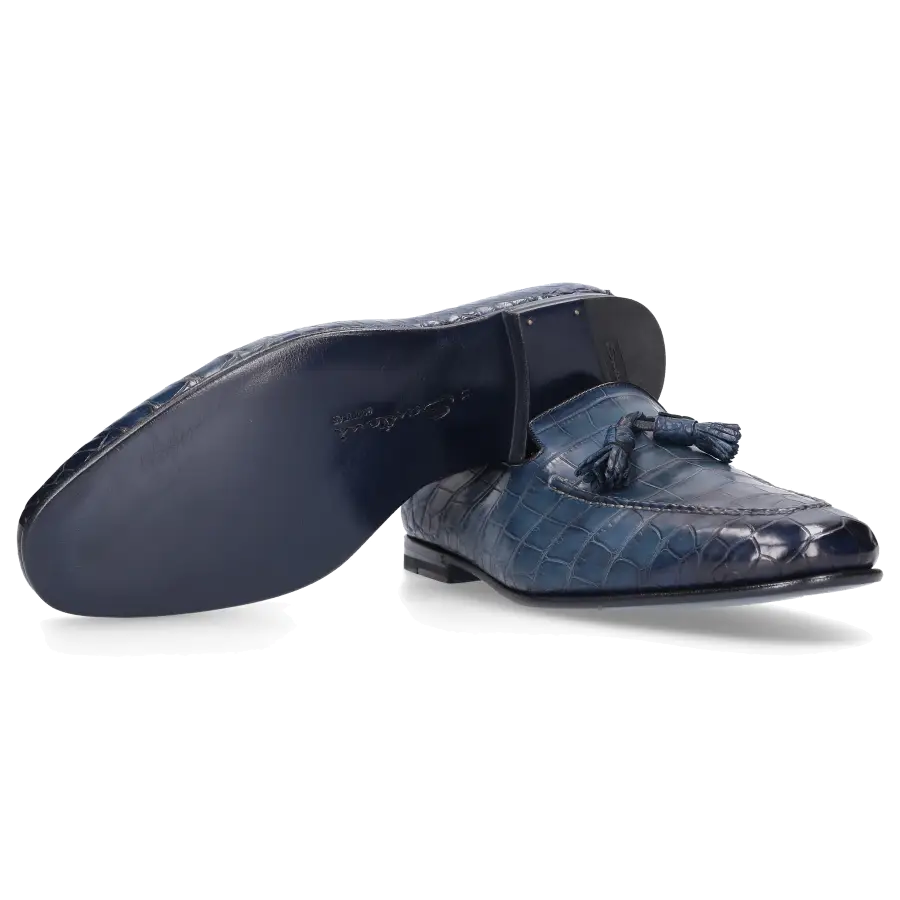 Santoni - Loafer 15608 Krokodilleder - blau