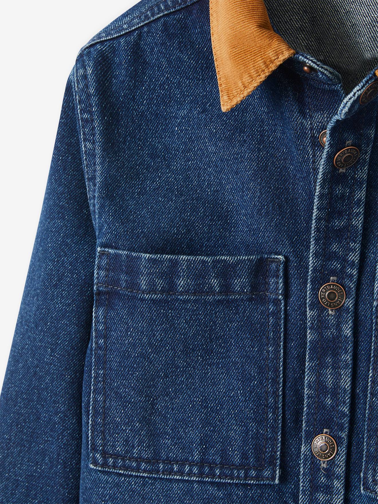 Surchemise en jean garçon col velours denim brut