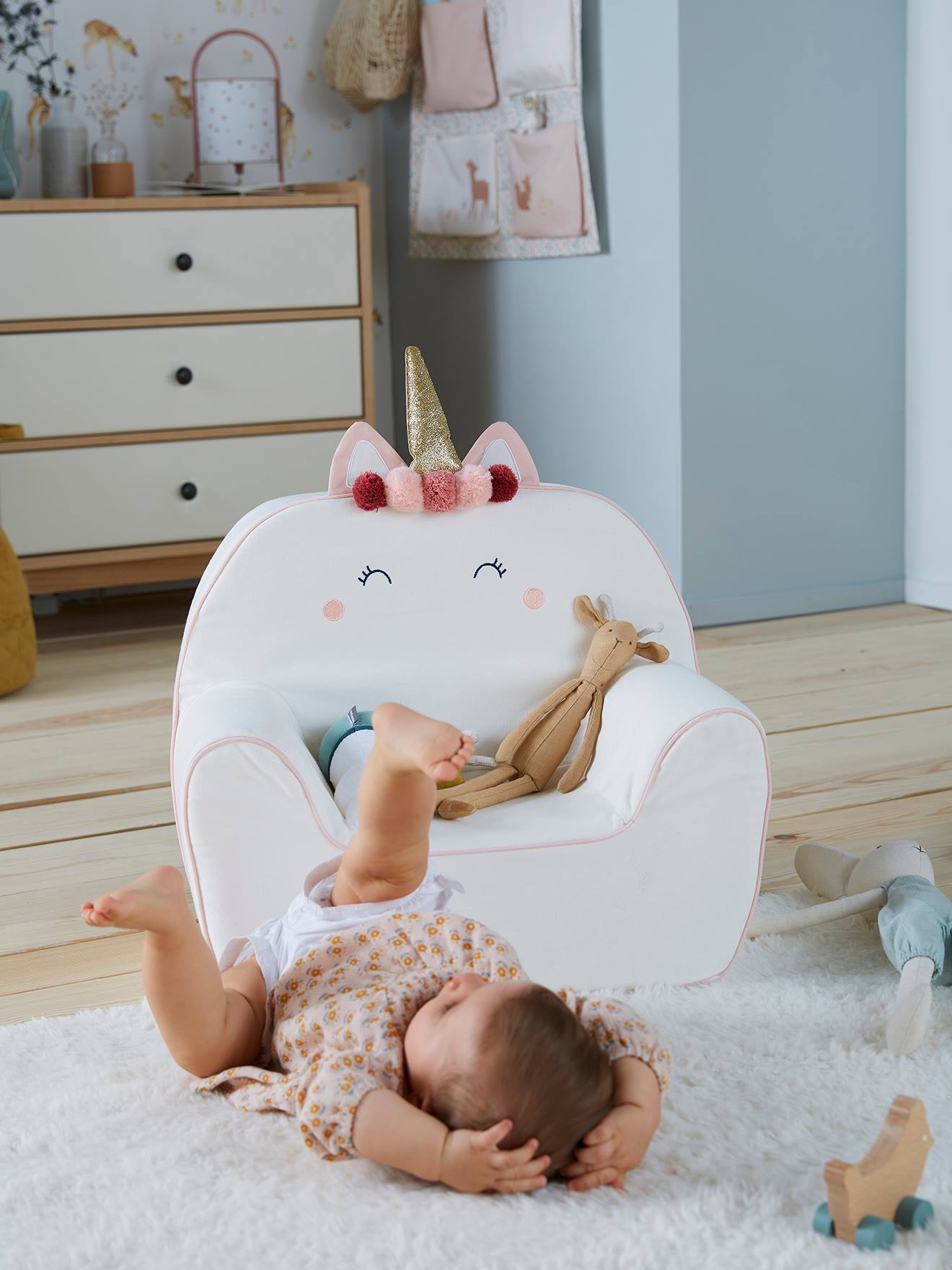 Vertbaudet Kinderzimmer Sessel EINHORN, personalisierbar - weiß