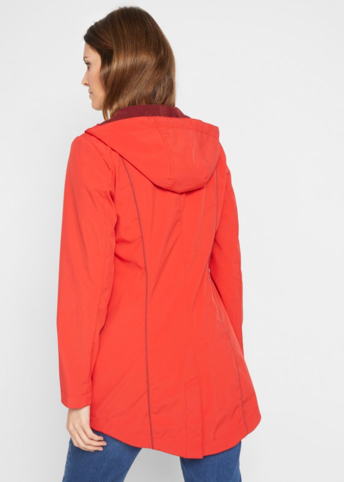 Softshell-Parka mit kontrastfarbenen Nähten, Innenfutter