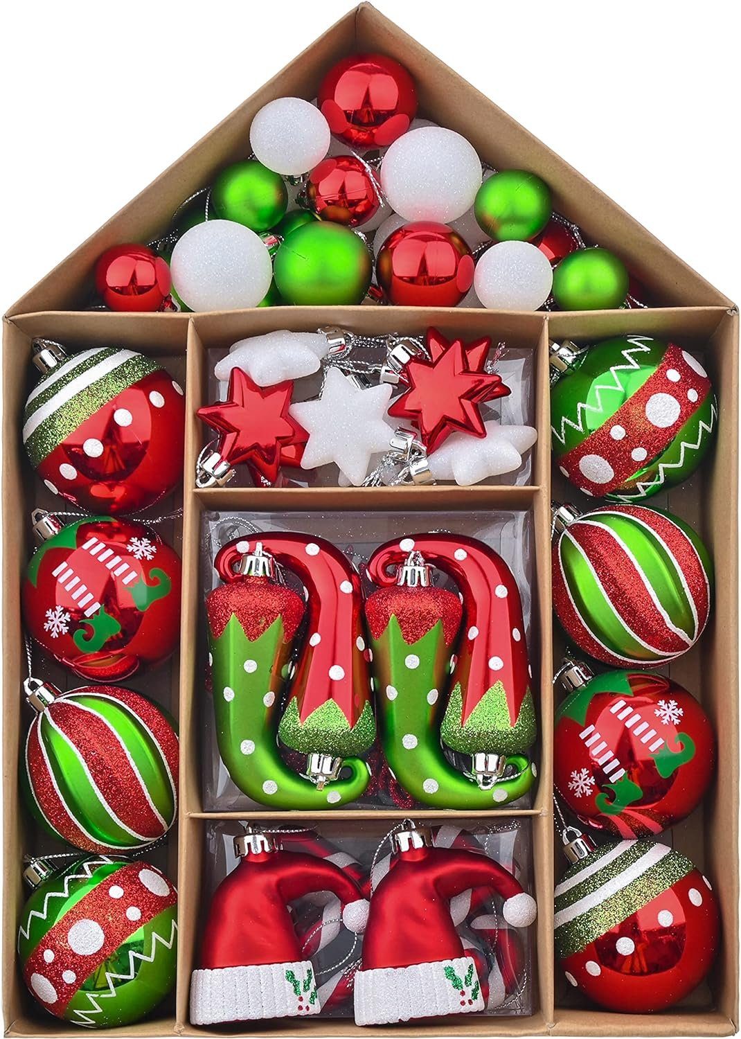 DOPWii Christbaumschmuck 70 Stück Weihnachtsdekoration, Paprika, Sterne, Äpfel, Tomaten