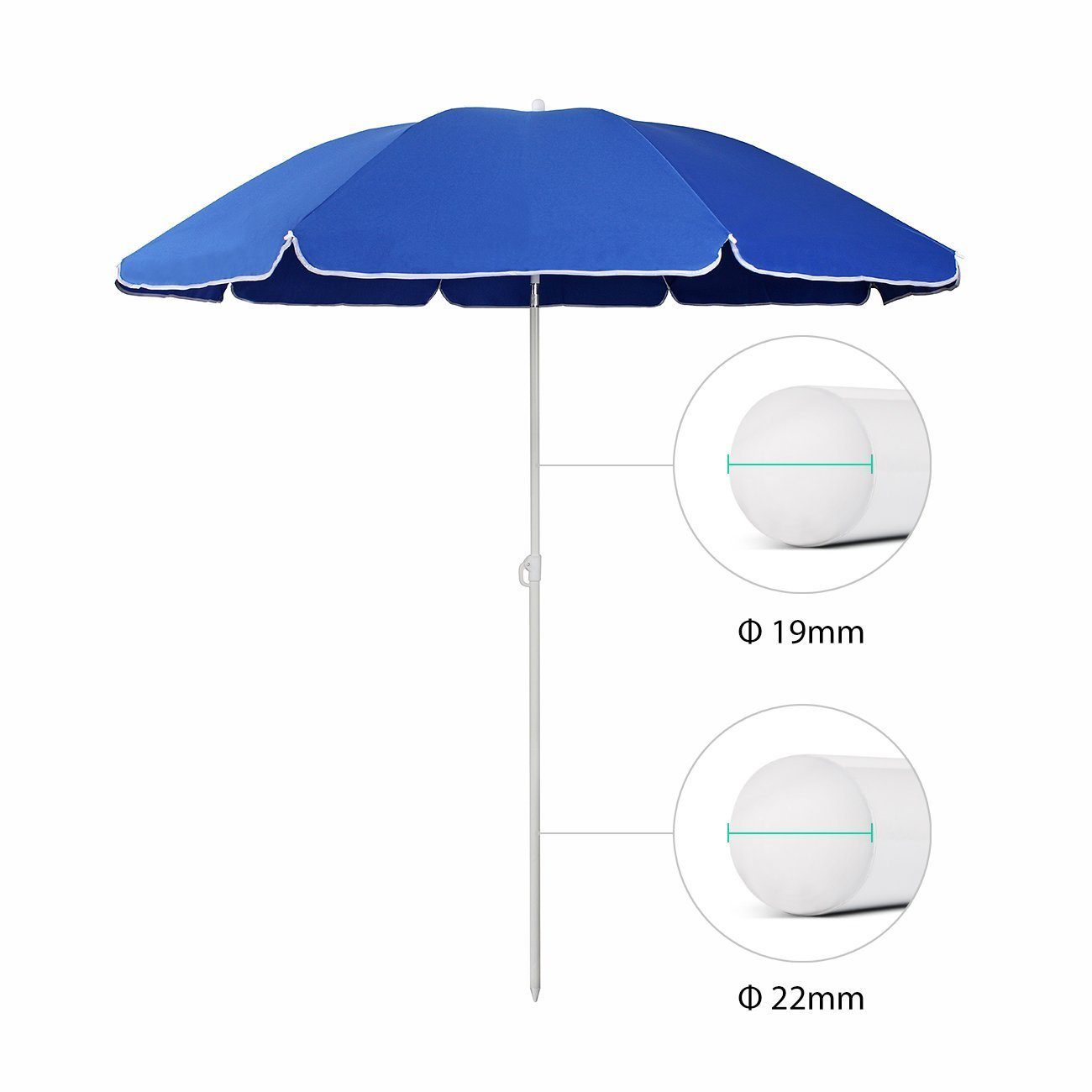 Sekey Sonnenschirm Balkon Schirme Ø 160 cm Strandschirm Balkonschirm mit Schutzhülle, Neigungswinkel verstellbar, Strandschirm mit Schutzhülle