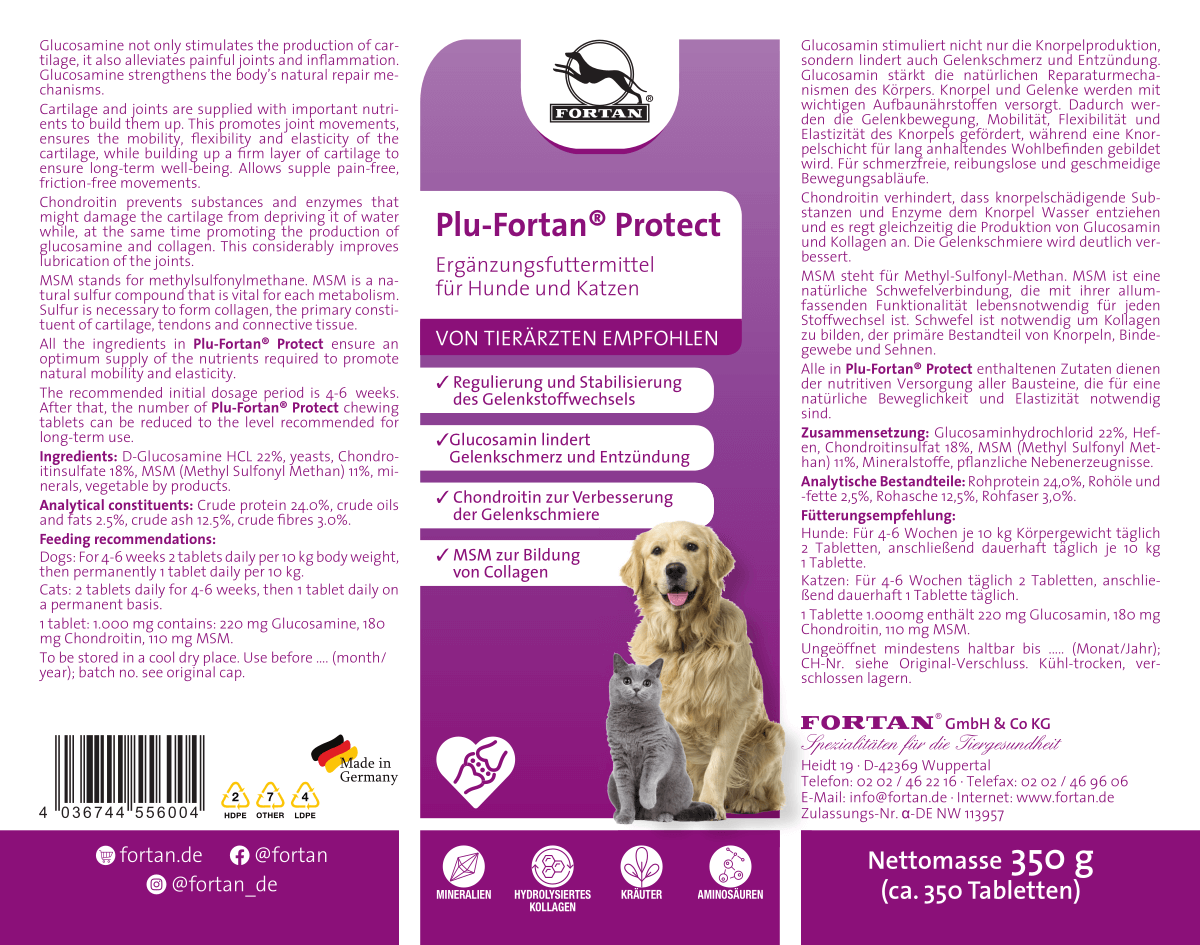 Fortan Ergänzungsfutter & Aufzucht Fortan Plu-Fortan Protect Tabletten mit MSM 350 g