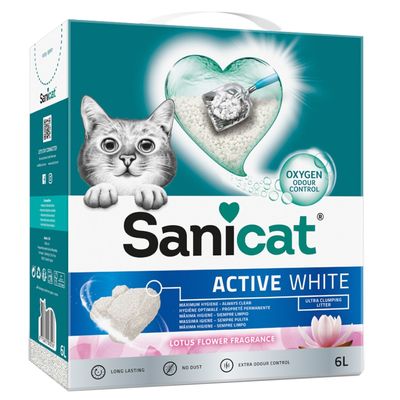 6 l / 10 l Sanicat Active Katzenstreu + Federwedel gratis!
