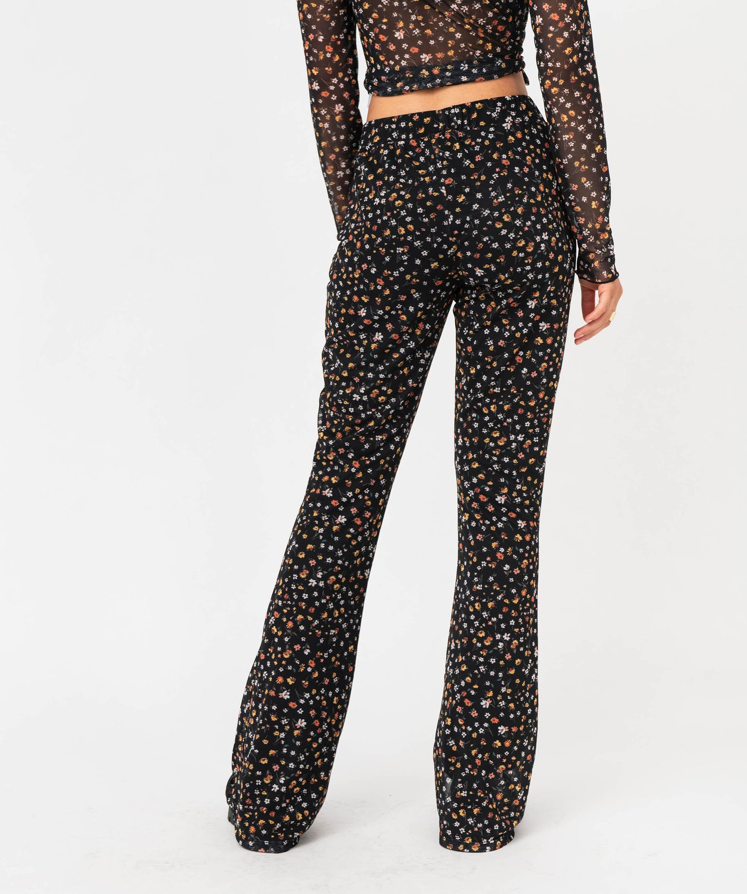 Pantalon flare en voile à motifs fleuris femme imprime | GEMO