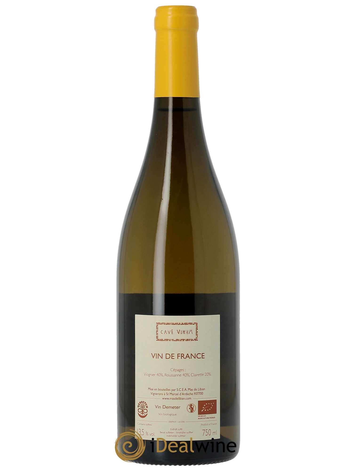 IGP Ardèche Cave Vinum Mas de Libian  2022 - Lot de 1 Bouteille