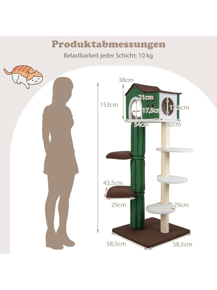 COSTWAY 153 cm Kratzbaum in Grün günstig kaufen onesize