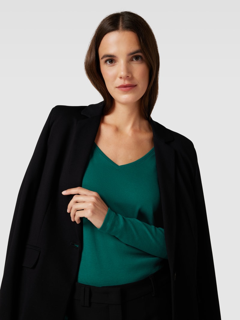Longsleeve mit V-Ausschnitt in dunkelgrün