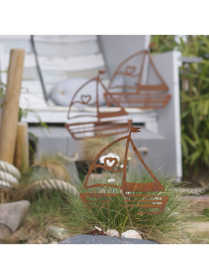 UNUS Gartenstecker Rost Segelboot in Braun günstig kaufen