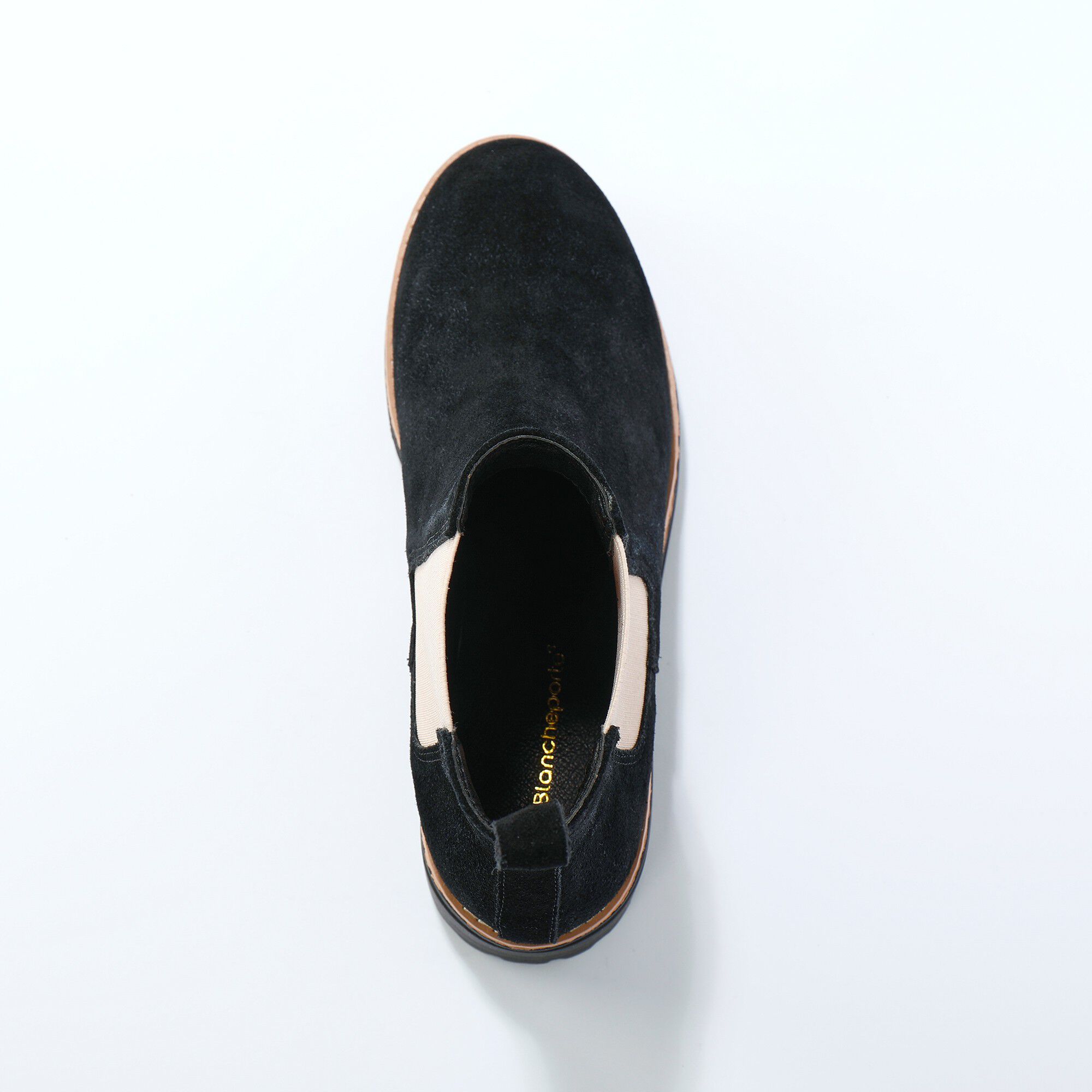 Boots chelsea croûte de cuir, semelle crantée épaisse