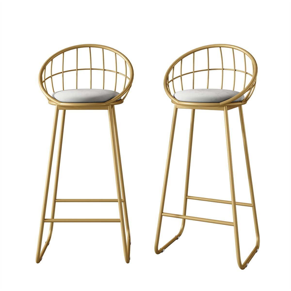 XDeer Bartisch Bartisch-Set,Barhocker mit Rückenlehne,Moderner Barstuhl-Set, Grau Samtpolsterung und Gestell aus goldfarbenem Eisen