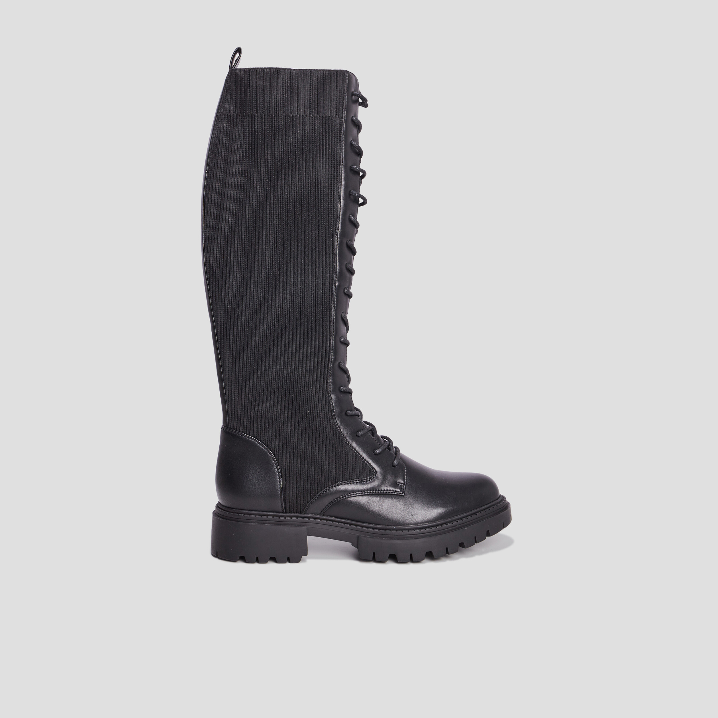 Bottes à lacets façon chaussette noir femme | La Halle