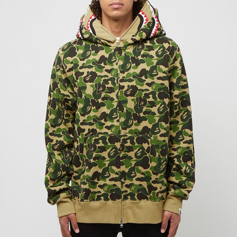 A Bathing Ape Abc Camo Double Shark Full Zip Hoodie green