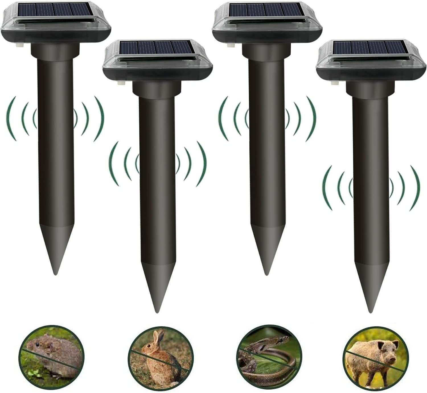 DOPWii Ultraschall-Tierabwehr Solar Maulwurfschreck,Maulwurf vertreiber, 4-tlg.