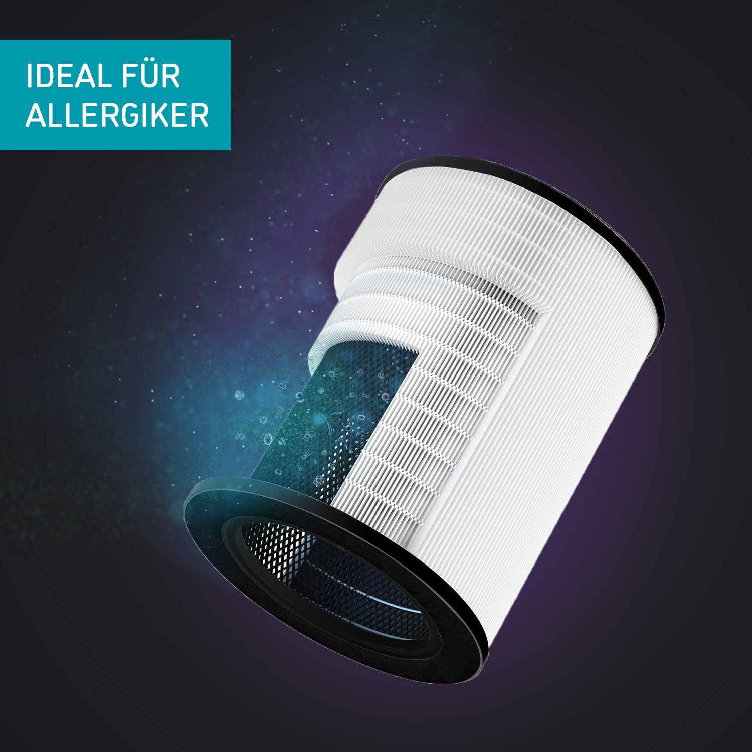 djive Luftreiniger PURE 800, für 100 m² Räume, Luftbefeuchtung, HEPA 14 & Aktivkohle, für Allergiker & Pollen, leise